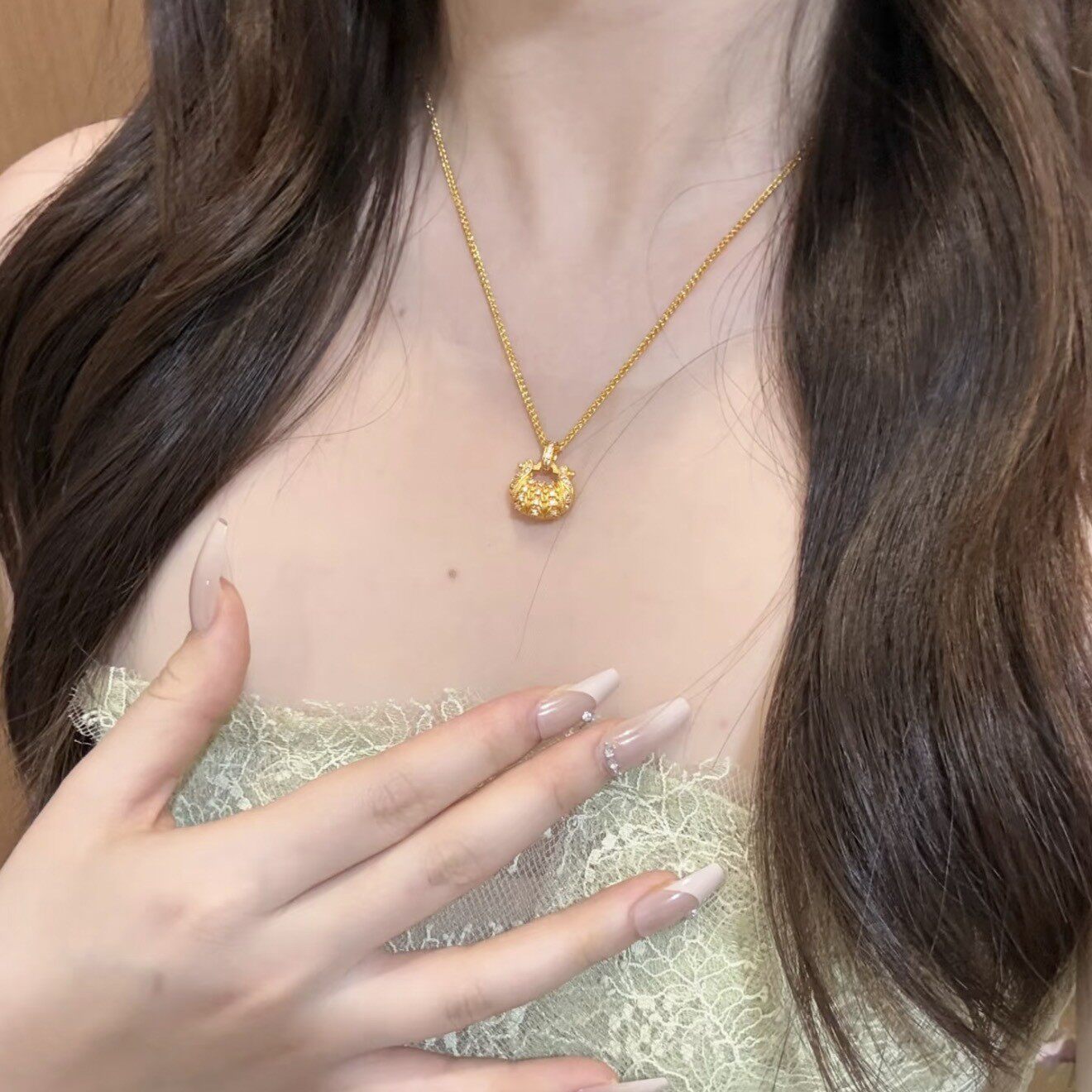 新中式金锁吊坠项链女轻奢气质高级感时尚百搭锁骨链小众设计新款