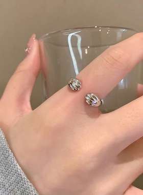 软萌系可爱猫爪爪戒指女小众设计开口食指戒时尚个性简约素圈指环