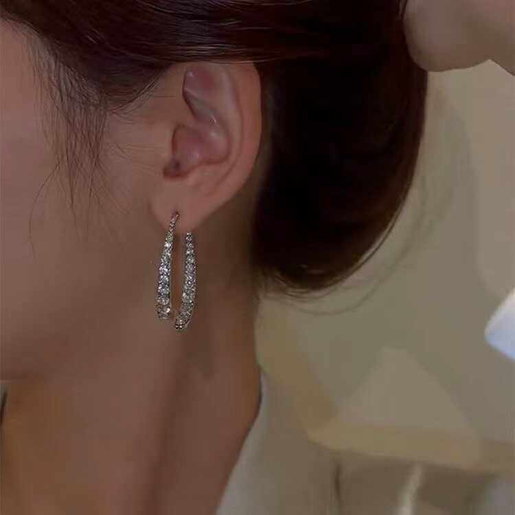 弧形交叉鱼尾耳环女小众设计感耳钉韩国气质网红925银针复古耳饰