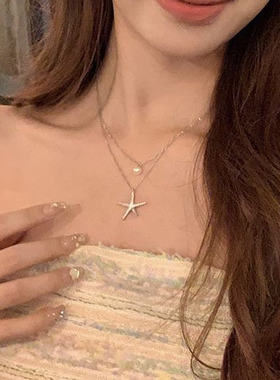 夏季精致双层海星珍珠项链女轻奢小众颈链设计感高级锁骨链配饰品