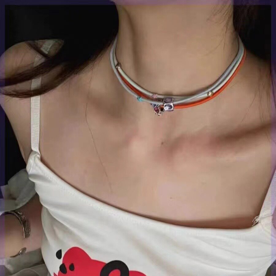 彩色弹力绳钻石滚珠多层y2k辣妹项链百搭千禧可爱童趣choker颈链