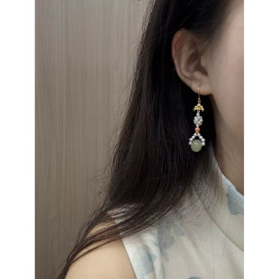 夙语轩原创和田玉天然淡水珍珠耳坠汉服旗袍新中式 耳坠