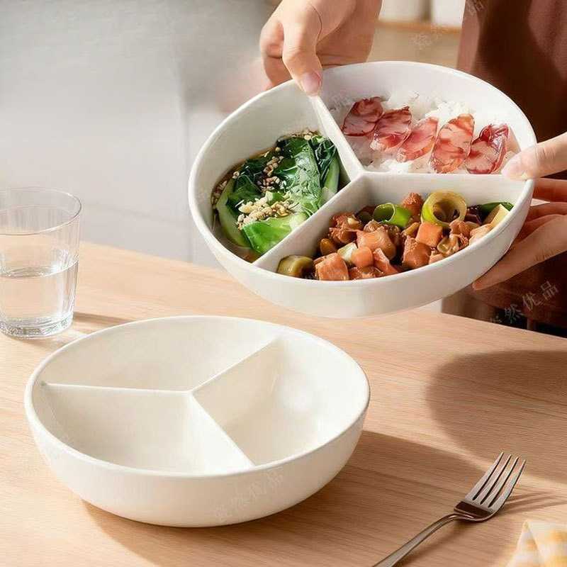 三分格陶瓷蒸盘家用宝宝减脂一锅