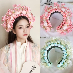 萱草花头饰宋制小朋友簪花头饰编织发冠儿童泉州仿簪汉服花环发饰