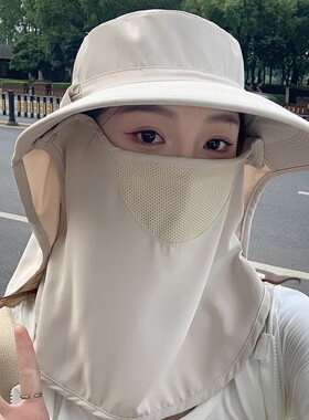 夏天帽子遮阳女夏季防晒面罩防