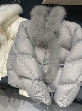 女童羽绒服外套儿童新款冬装大童毛领洋气超好看女孩灰色加厚衣服