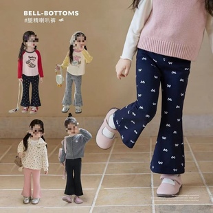 裤 0055A058喇叭裤 子百搭宝宝女童韩版 秋季 儿童女休闲 新款 印花长裤