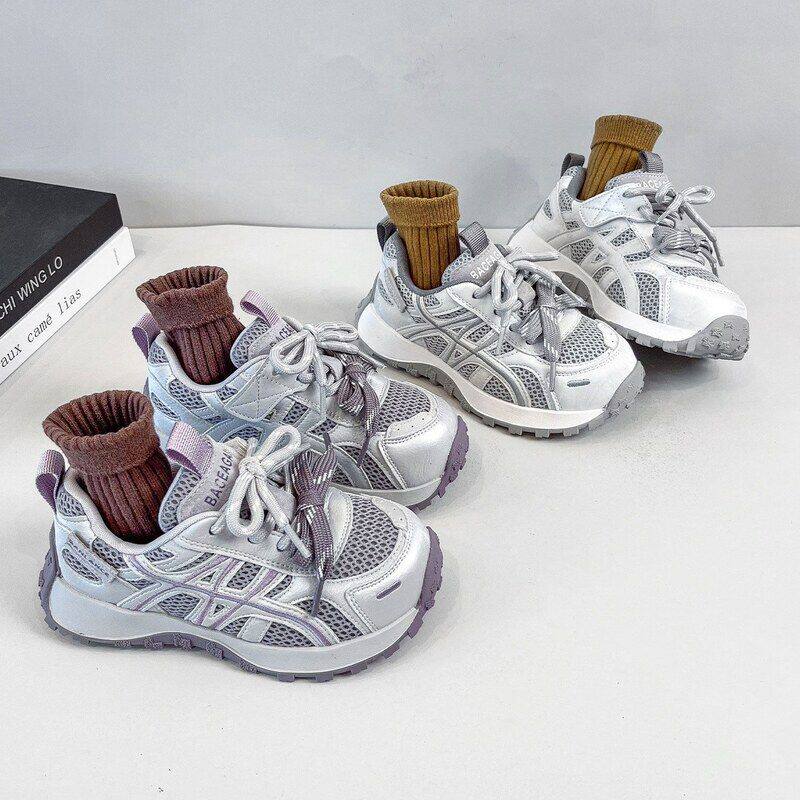 2026新款春夏新品韩版儿童老爹鞋男女童阿甘鞋潮灰色网面运动鞋