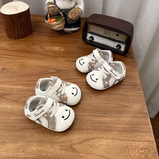 {13-18码}卡通笑脸魔术贴学步鞋婴幼儿软底男女宝宝板鞋休闲鞋子