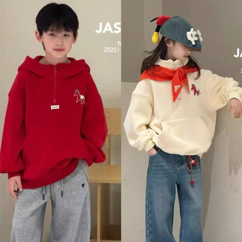 面包仔童装儿童卫衣连帽2026新年卫衣长袖一马当先马年加绒卫衣,童装/婴儿装/亲子装,儿童POLO衫,淘宝优惠券,粉丝福利购,淘宝优惠卷
