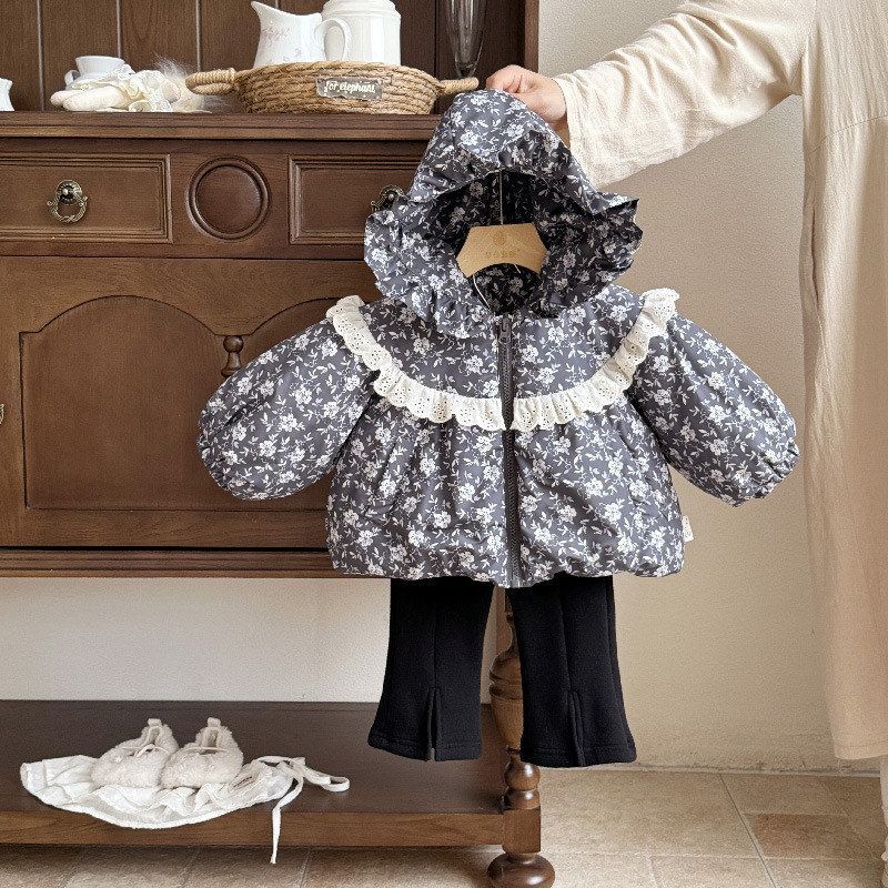 婴儿棉服衣服冬季女宝宝加厚外套新款一岁冬装棉衣外出服时尚套装