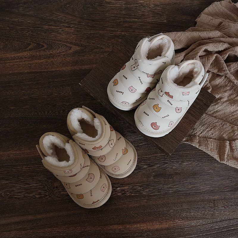 【15--25码】小童雪地靴韩版可爱印花软底棉鞋冬季加绒加厚学步鞋