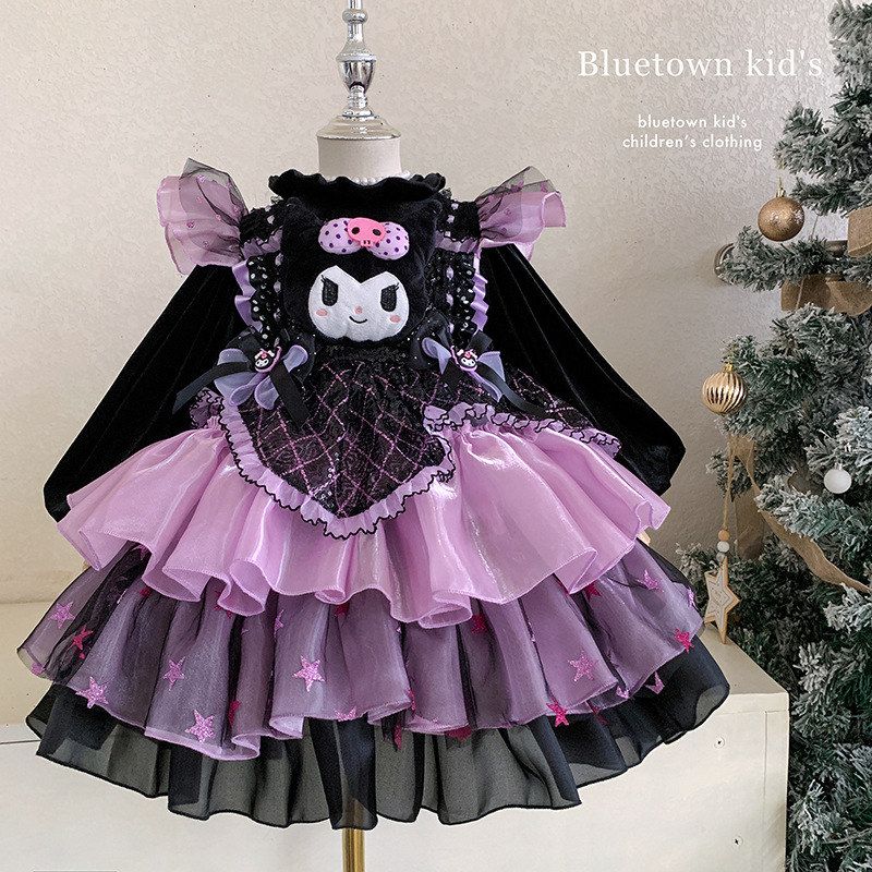 女童加绒加厚库洛米洛丽塔公主裙冬洋气连衣裙冬季儿童生日裙子