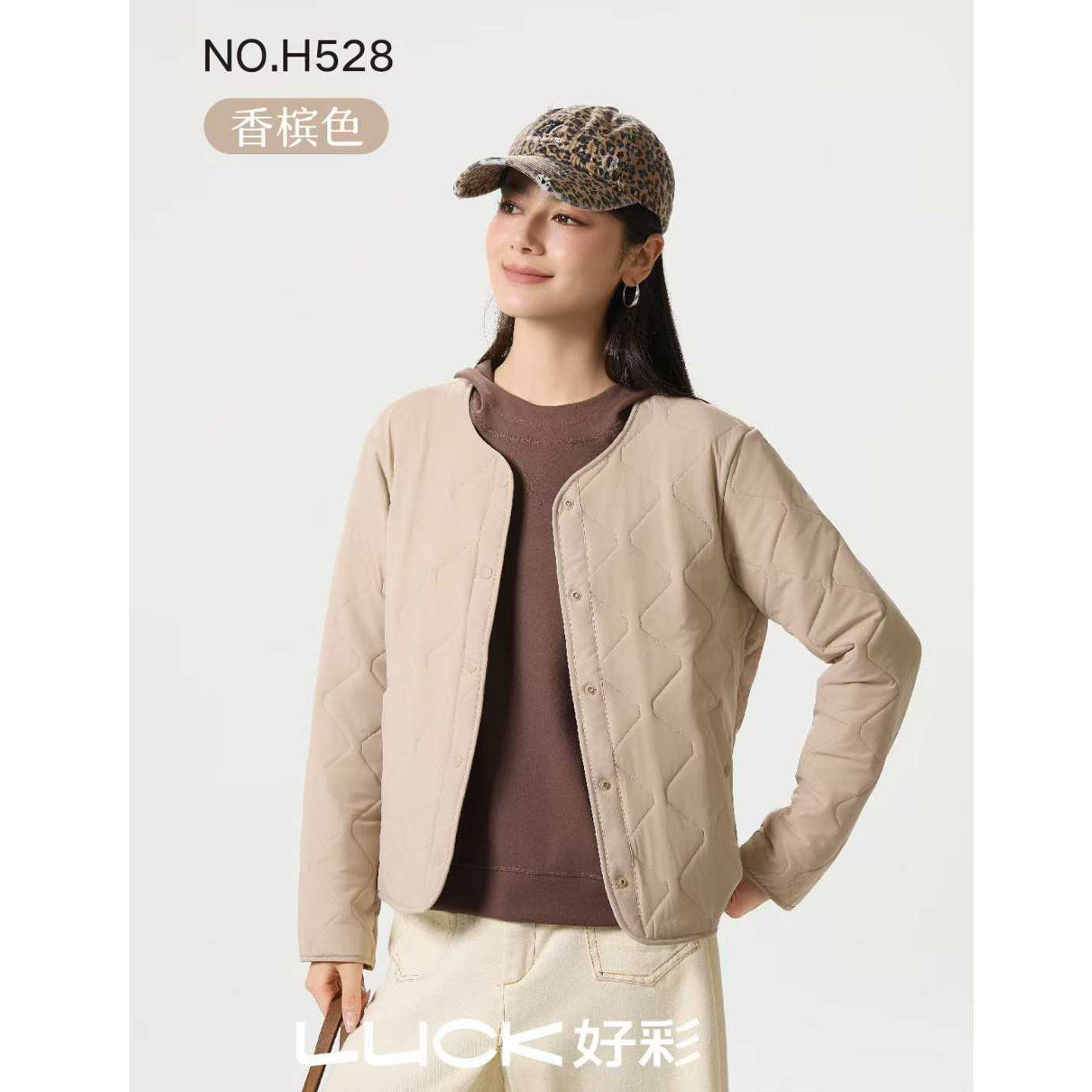 2025秋冬好彩528女士格格搭圆领两穿羊毛服棉服内胆棉袄保暖外套