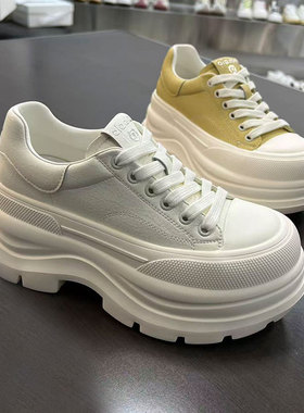 港风ulzzang百搭增高小白鞋2026春季新款休闲鞋厚底白色高跟单鞋