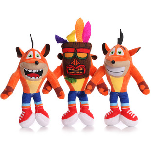 跨境Crash Bandicoot古惑狼疯狂三部曲系列毛绒玩具万圣节玩偶