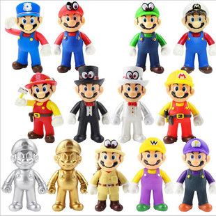 游戏周边超级玛丽手办模型摆件奥德赛马里奥路易金色人偶玩具公仔