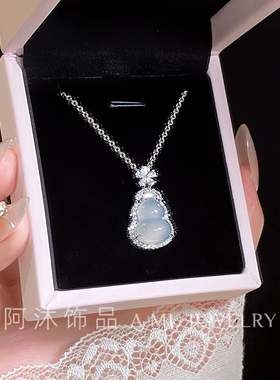 纯银玉髓葫芦项链女轻奢小众礼物