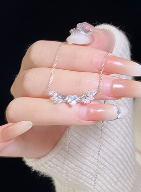 纯银爱心天使轻奢小众项链女