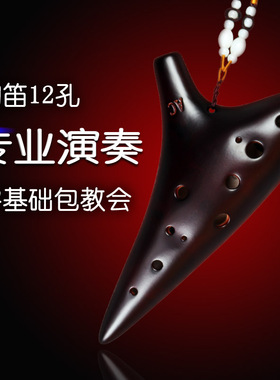 追乐陶笛12孔AC调十二孔演奏级中音C调熏烧专业冰裂款淘笛陶迪SC