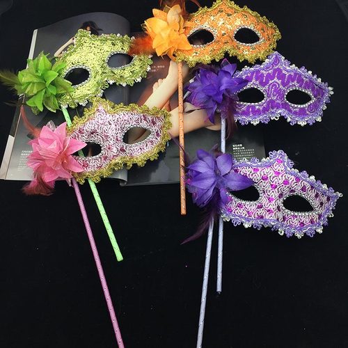 手持面具女半脸古风化妆舞会道具