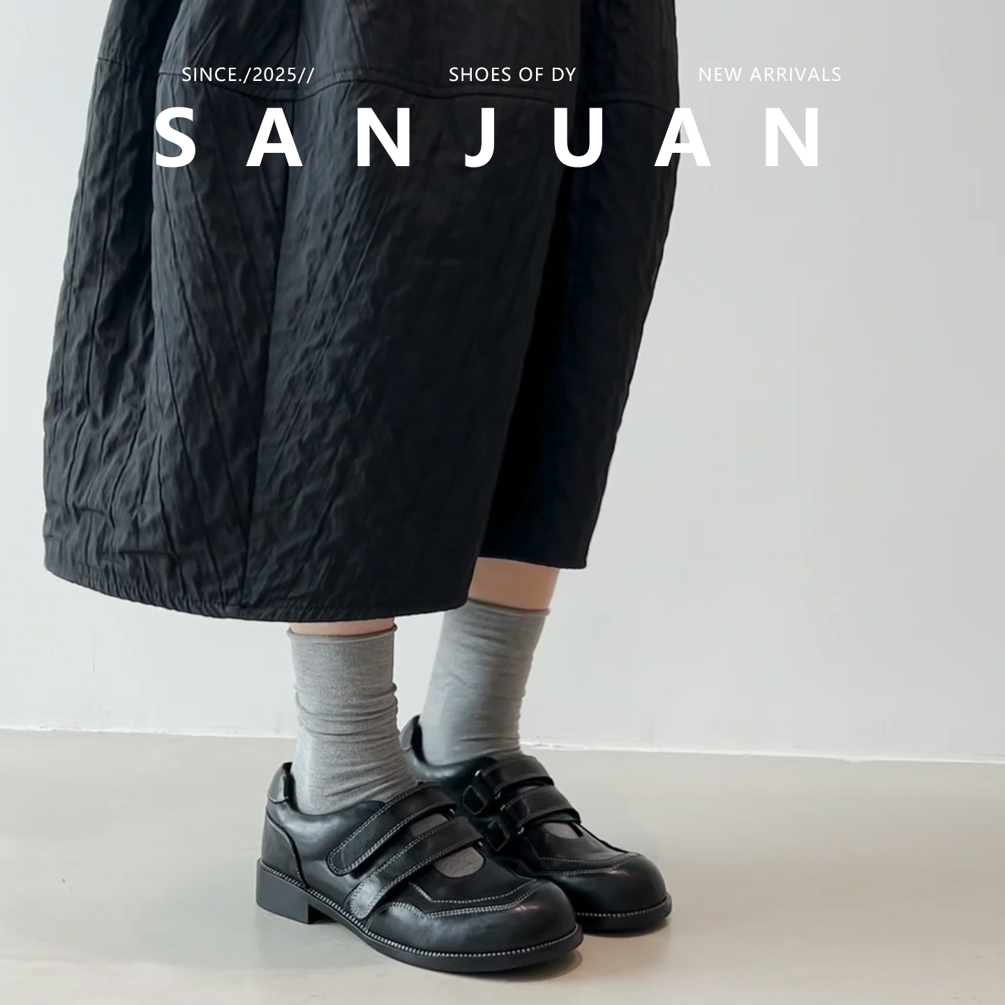 羊皮版sanjuan三卷小皮鞋女复古英伦厚底学院风单鞋简约平底鞋秋