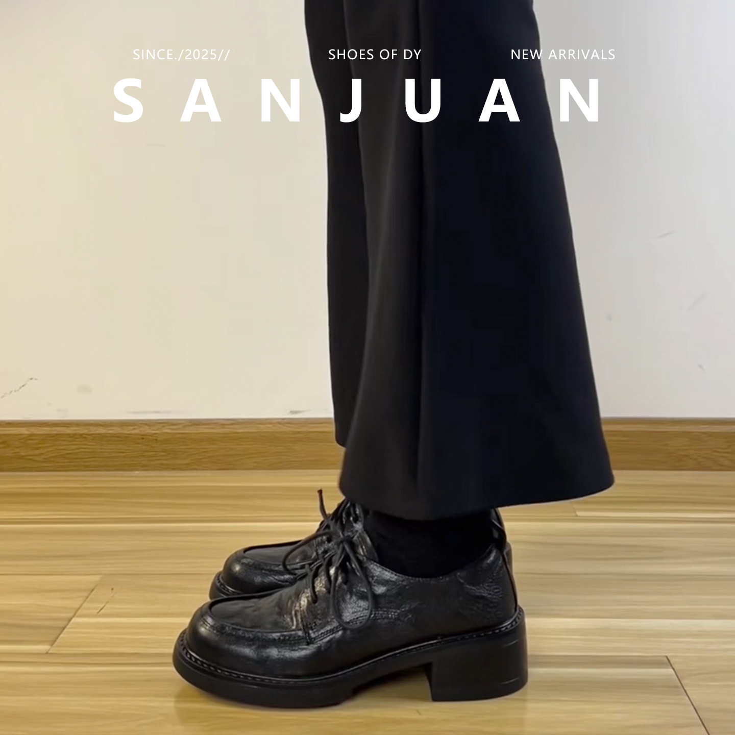 正经正式通勤百搭厚底绑带小皮鞋