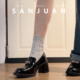 羊皮版 百搭小皮鞋 sanjuan三卷复古女乐福鞋 厚底学院圆头粗跟单鞋
