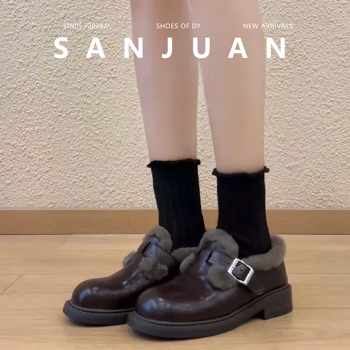 舒适百搭厚底加绒小皮鞋