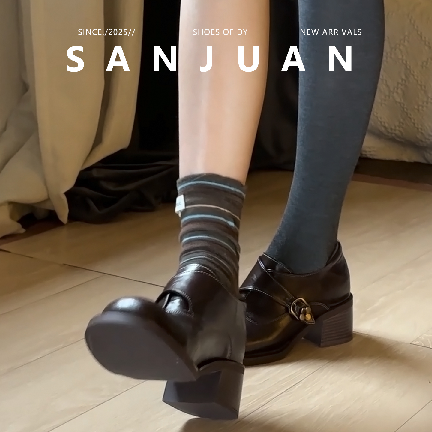 黑色/棕色秋冬百搭厚底单鞋