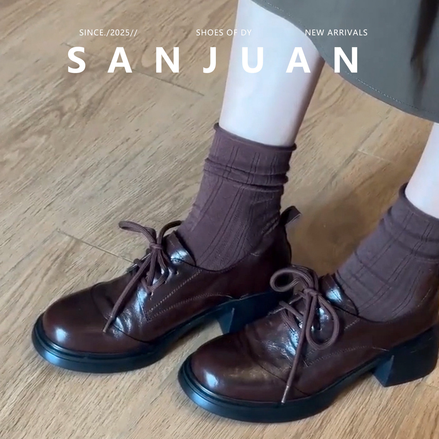 简约百搭女系带新款小皮鞋秋冬