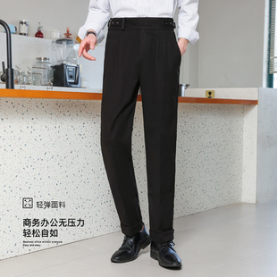 男士直筒毛呢商务那不勒斯西装裤美式复古廓尔格工装裤高腰休闲裤