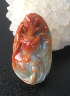 玛瑙缅甸花开富贵红翡挂件玉吊坠