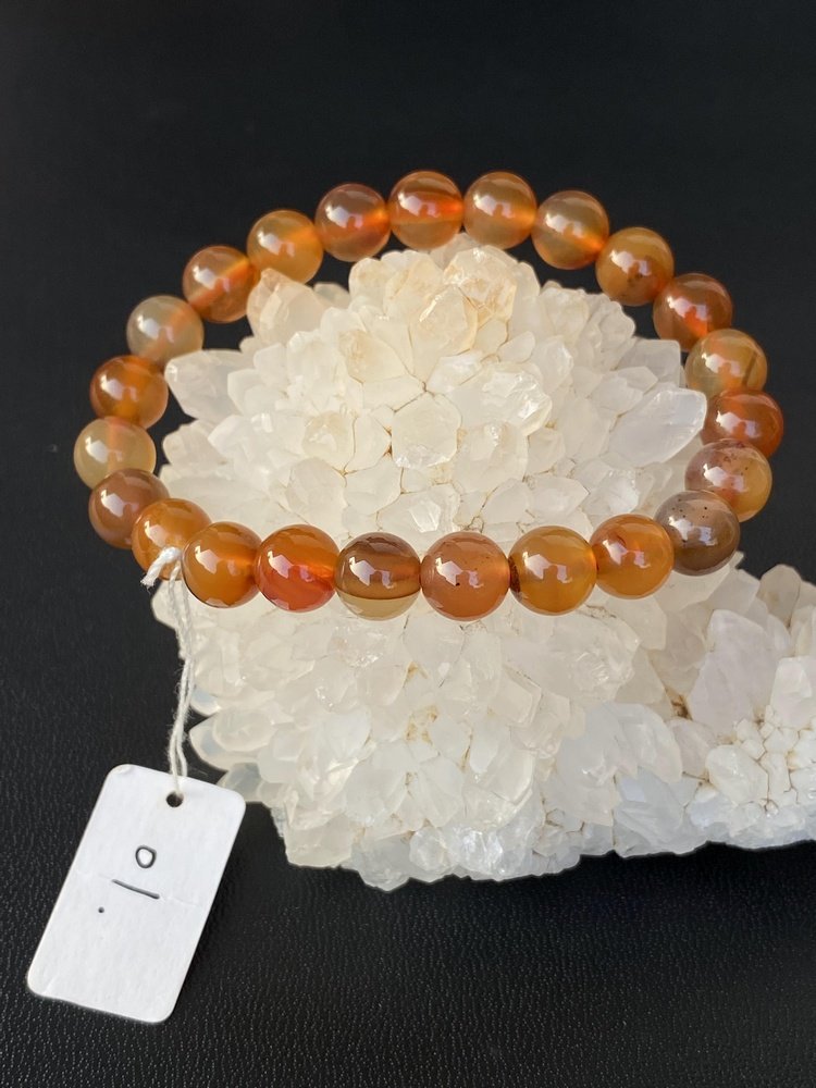【玛瑙说】巴西原色无烧纯天然俏色蜜糖红玉髓玛瑙手链女手串中式