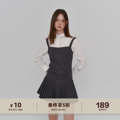 含羊毛学院风百褶吊带裙