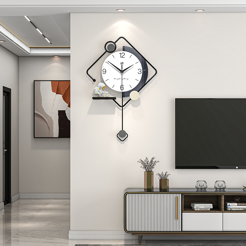 久久达简约现代客厅餐厅钟表挂钟