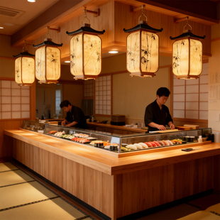 饰灯具宋式 美学复古氛围灯 竹子灯笼壁灯餐厅寿司店装 设计师日式