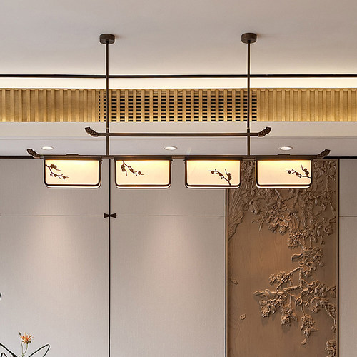 新中式餐厅云石吊灯设计师复式楼别墅中国风禅意书房吧台创意吊灯