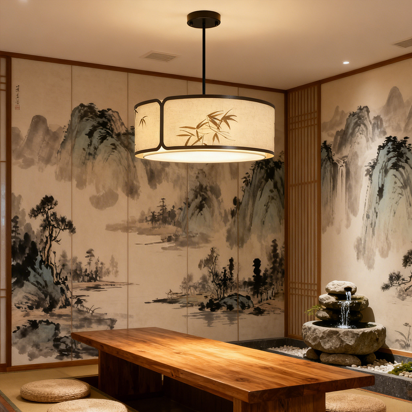 新中式禅意山水竹子餐厅吊灯