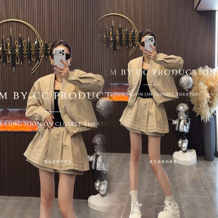 新款 女2026春季 欧货网红洋气拼接棒球服外套短裙两件套潮 套装 时尚