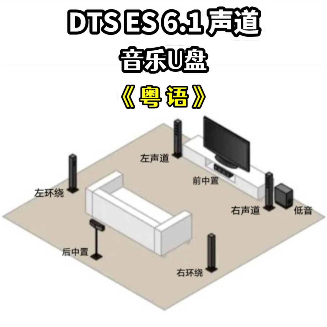 DTS ES 6.1声道经典粤语歌音乐u盘共7条音轨家庭家用车用车载解码