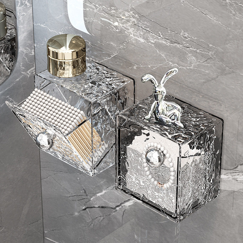 卫生间镜柜收纳盒化妆棉卸妆棉签盒壁挂翻盖洗漱台厕所浴室置物架,收纳整理,桌面收纳盒,淘宝优惠券,粉丝福利购,淘宝优惠卷