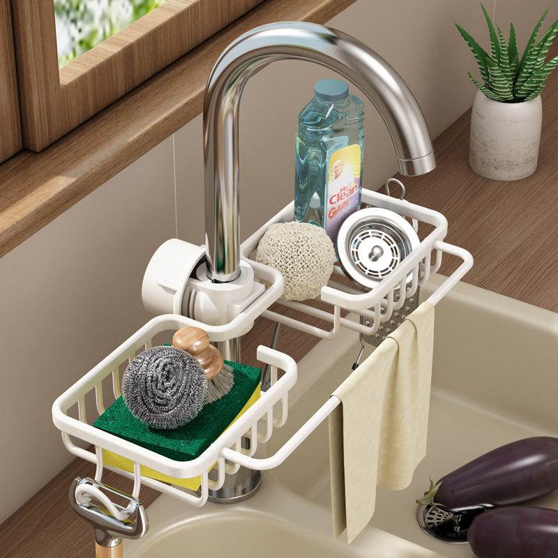 厨房白色沥水篮收纳架