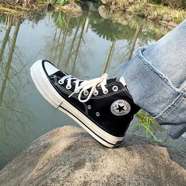 許劉芒 韓國街拍萬年經典款百搭複古1970s複刻黑色高幫帆布鞋女在類目 女鞋, 帆布鞋中 - 來自Buy2taobao.com提供專業的淘寶代購服務