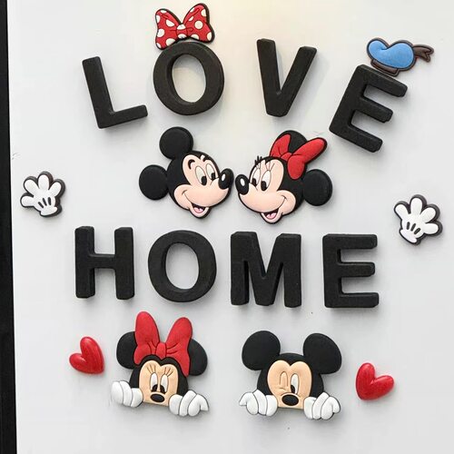 创意磁吸字母home卡通动漫冰箱贴幸福一家love情侣入户门新房
