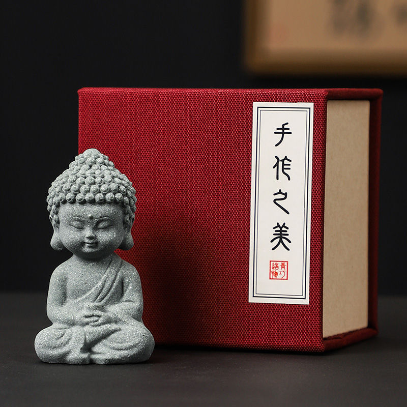 国风青砂石景观佛像如来茶宠小摆件盆景鱼缸造景装饰品工艺品礼物