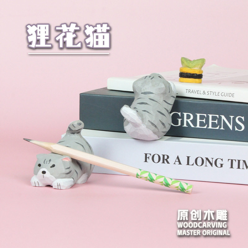 手工木雕猫木制工艺品小猫跨境猫咪文创手办原创桌面车载摆件定制图片