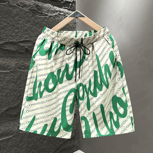 潮男穿搭休闲短裤 外穿运动大裤 外穿沙滩裤 男士 衩夏 新款 26加大码