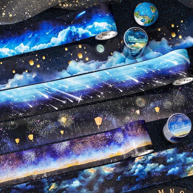 浪漫月色星空主题装饰手账胶带贴
