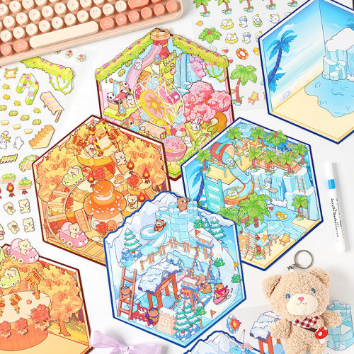 3D立体场景儿童造景贴纸微缩堆叠